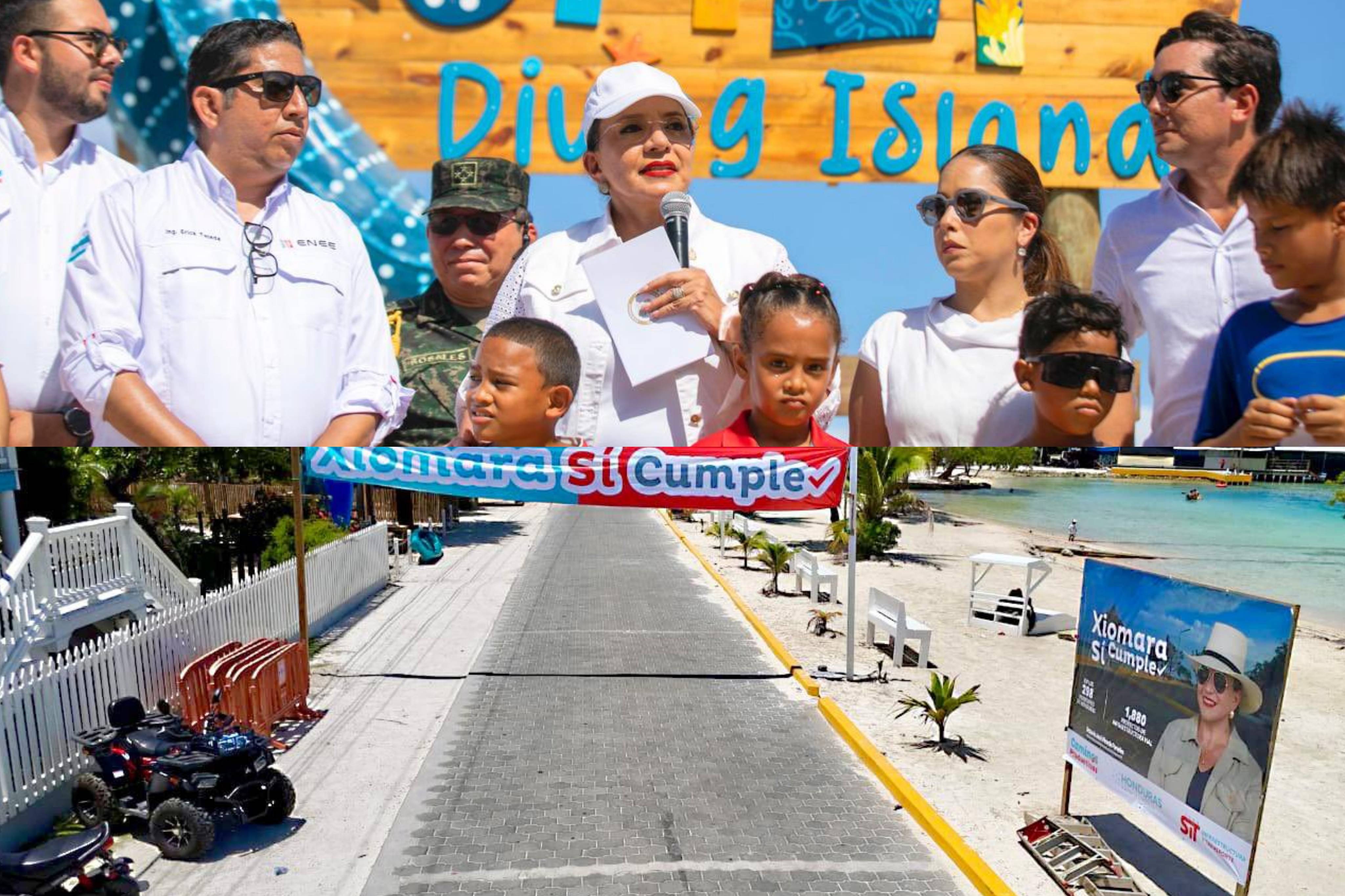 Presidenta Xiomara Castro inaugura proyecto “Rompeolas” y camino adoquinado en Utila