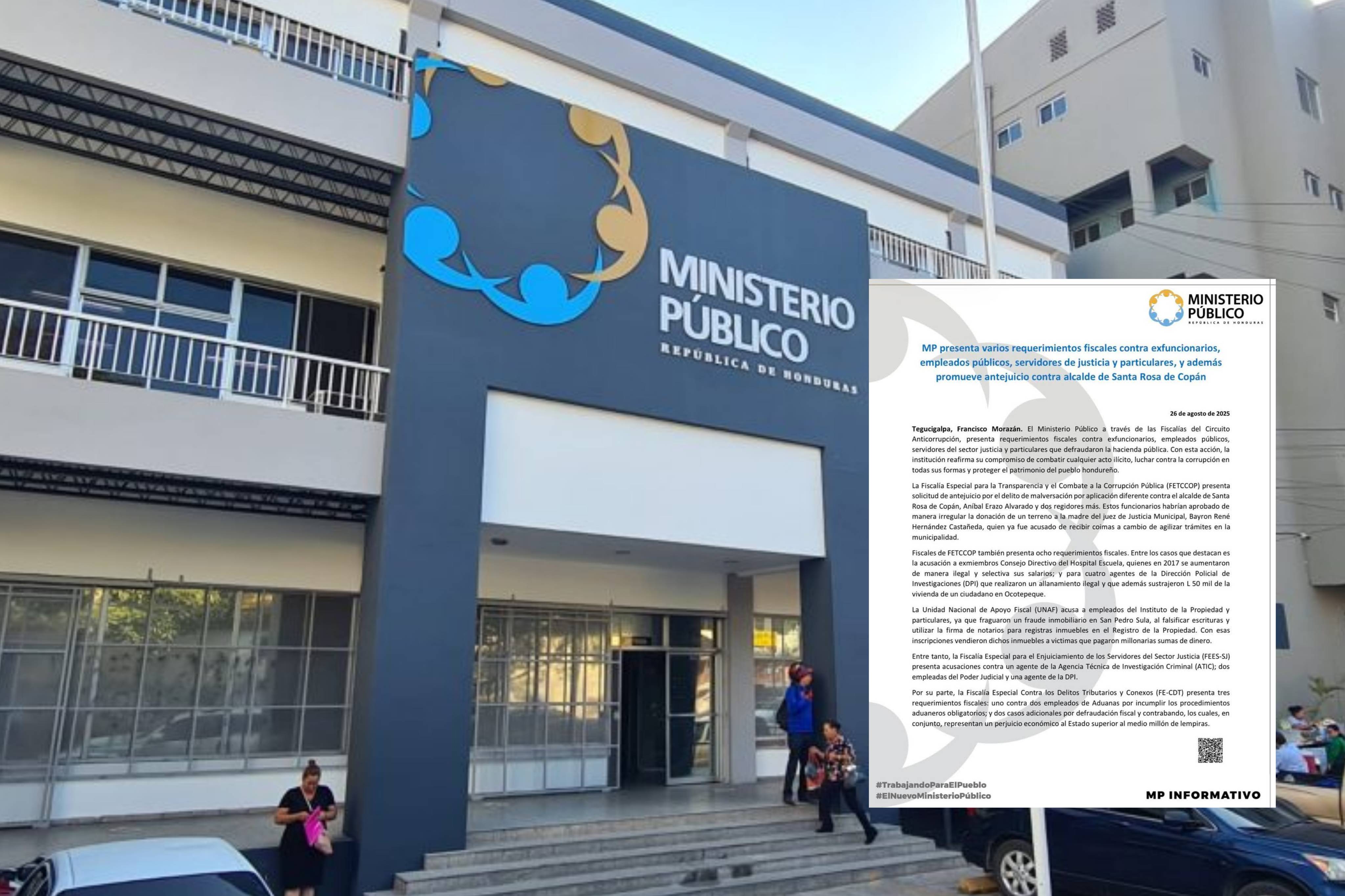 MP acusa a alcalde, regidores, policías y exdirectivos del Hospital Escuela por corrupción