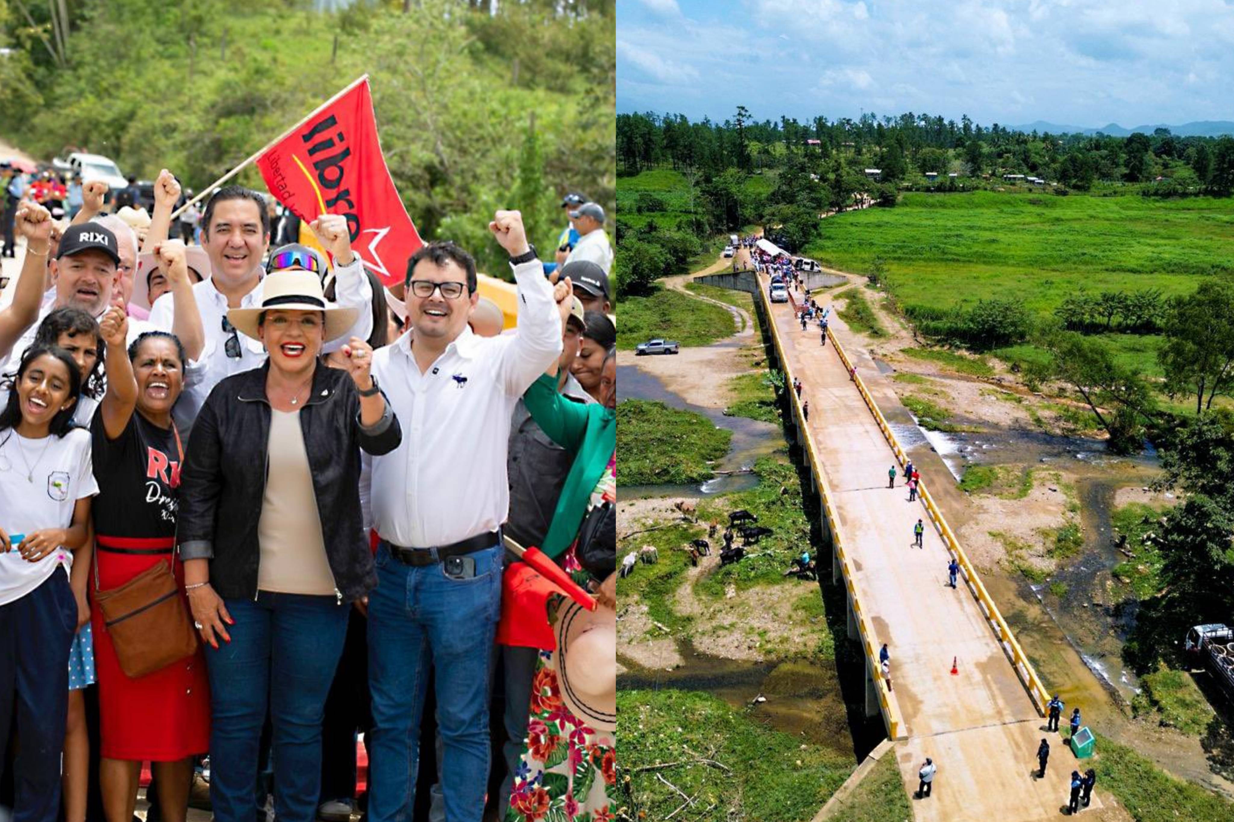 Xiomara Castro inaugura puente y supervisa carretera en Dulce Nombre de Culmí, Olancho