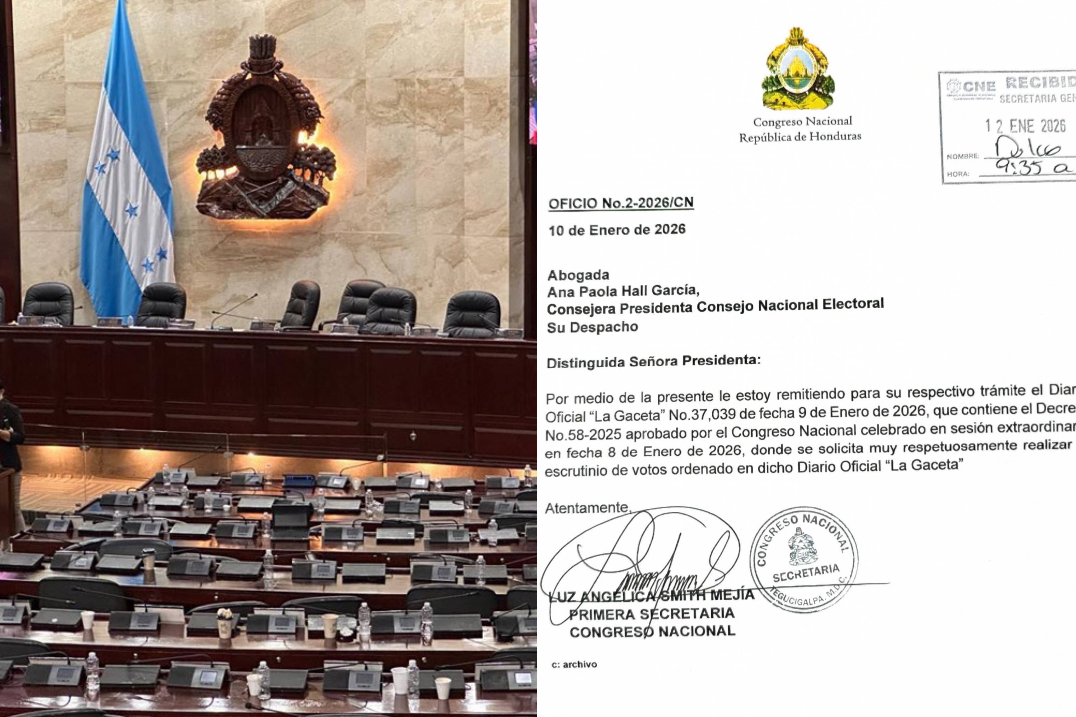 Congreso Nacional remite al CNE decreto publicado en La Gaceta para la ejecución del escrutinio total de las JRV