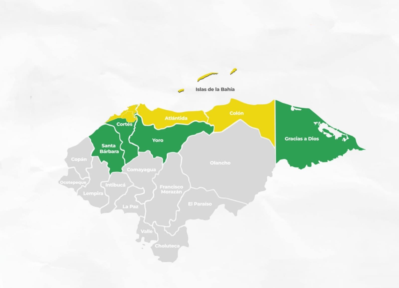 COPECO emite alerta amarilla para tres departamentos y tres municipios y verde para cuatro departamentos más