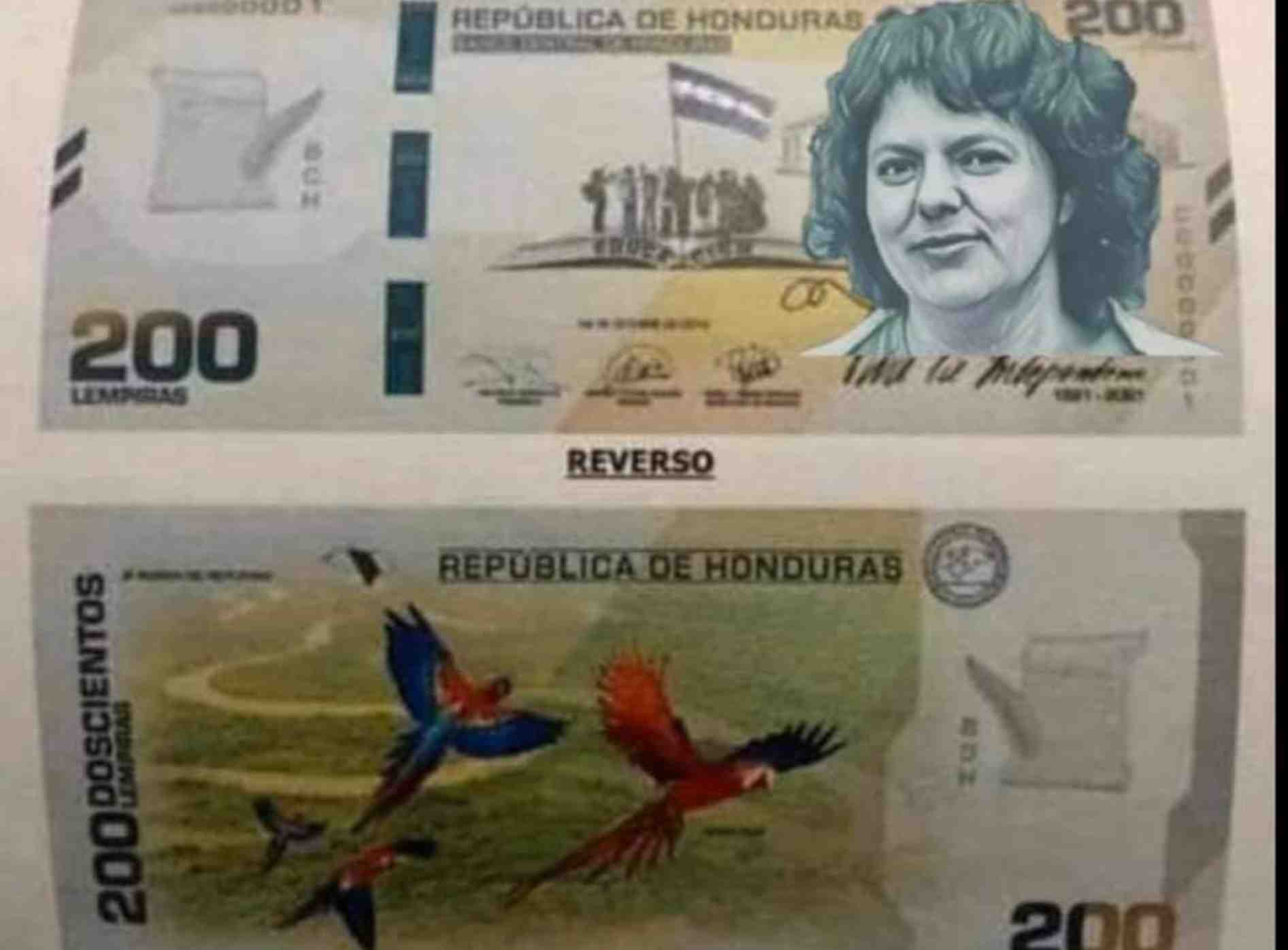 BCH dio a conocer que en las próximas emisiones del billete de 200 lempiras llevará imagen de Berta Cáceres