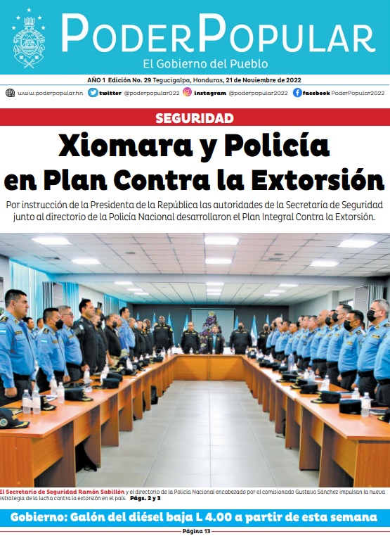 Por instrucción de la Presidenta de la República las autoridades de la Secretaría de Seguridad junto al directorio de la Policía Nacional desarrollaron el Plan Integral Contra la Extorsión