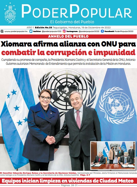 Cumpliendo su promesa de campaña, la Presidenta Xiomara Castro y el Secretario General de la ONU, Antonio Guterres autorizan Memorando de Entendimiento que permite la instalación de la Misión en Honduras.