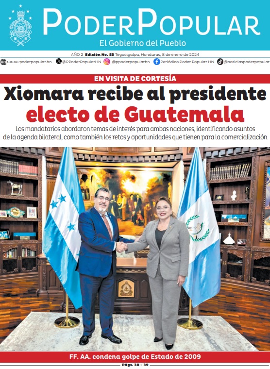 Presidenta Xiomara Castro recibe al presidente electo de Guatemala. Los mandatarios abordaron temas de interés para ambas naciones, identificando asuntos de la agenda bilateral, como también los retos y oportunidades que tienen para la comercialización