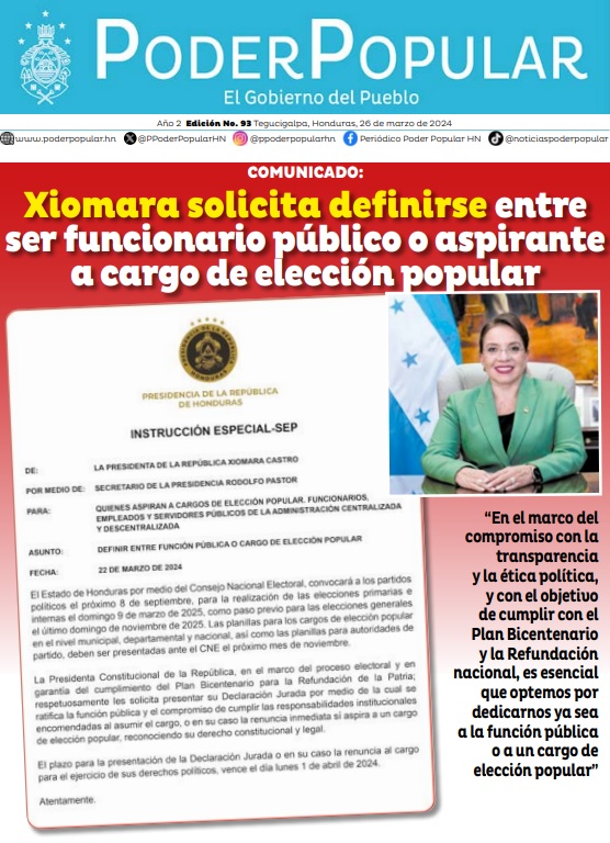 Xiomara solicita definirse entre ser funcionario público o aspirante a cargo de elección popular