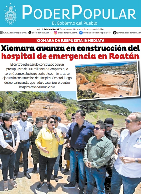 Xiomara avanza en construcción del hospital de emergencia en Roatán. El centro está siendo construido con un presupuesto de 100 millones de lempiras, que servirá como solución a corto plazo mientras se ejecuta la construcción del Hospital General, luego del voraz incendio que lo redujo a cenizas